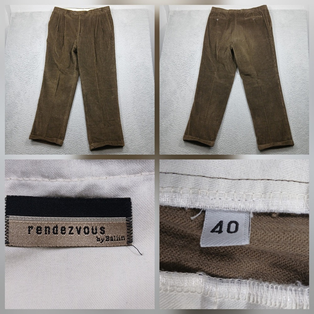 Rendezvous‎ by Ballin Men's Corduroy Pants Brown Pleated Size 40